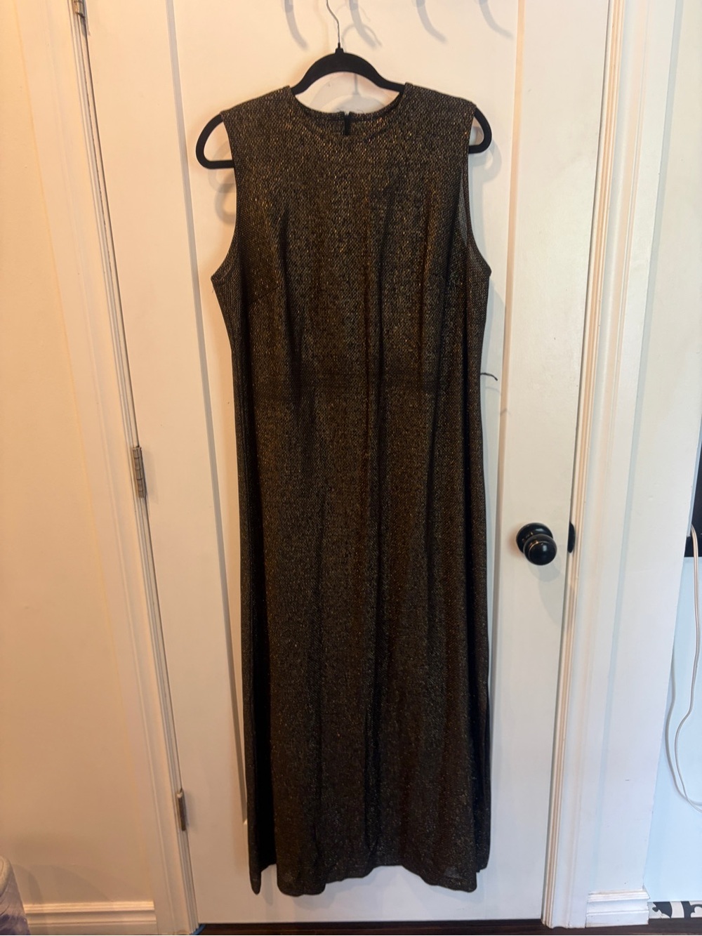 Vintage 70s Black Metallic Maxi Dress with Gold Belt - Picture 15 of 15